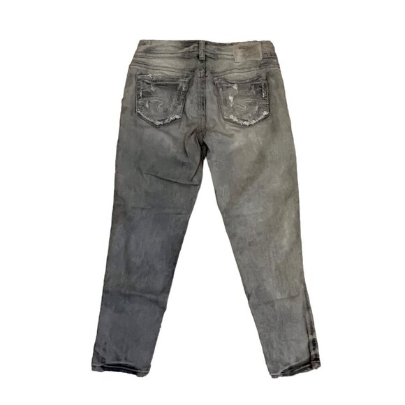 Silver Brand Gray Distressed Elyse Skinny Crop Jeans Waist 25 - Picture 4 of 13